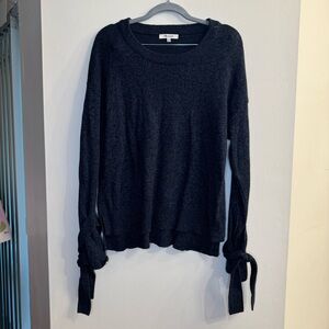 Madewell Women’s Navy Tie-Cuff Round Neck Knit Pullover Sweater Size Medium
